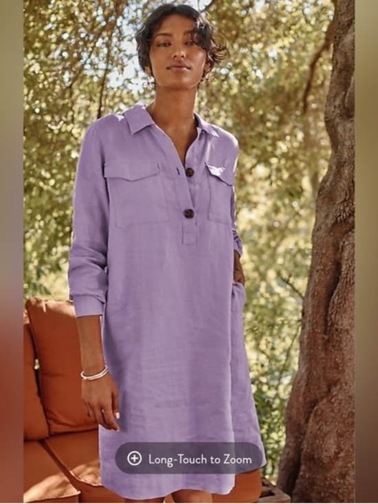 J. Jill Dresses & Skirts - J.Jill Love Linen 100% Linen Shirt Dress L Light Purple Pockets